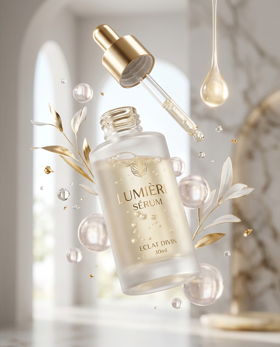 Render 3D perfume y cosmética